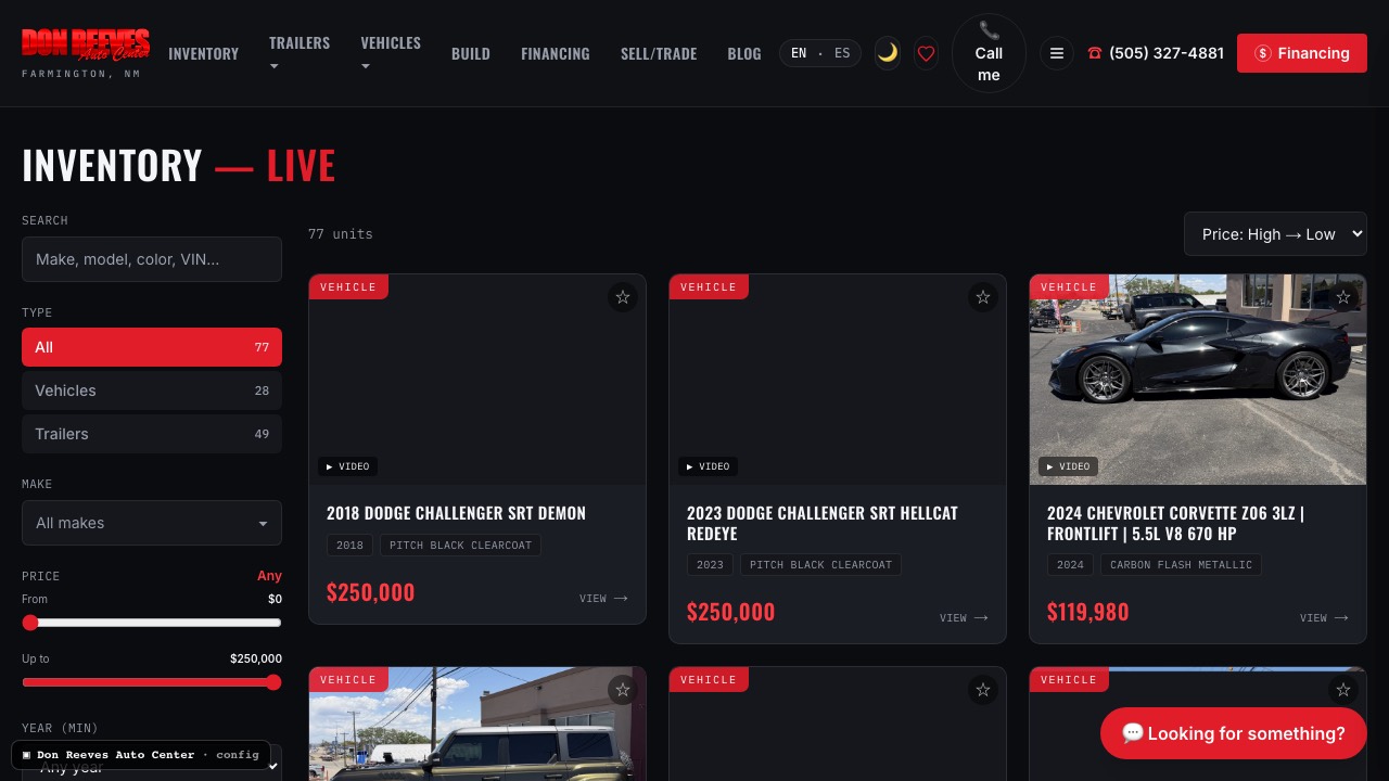 Sitio construido por VENDAU — Don Reeves Auto Center, inventario en vivo